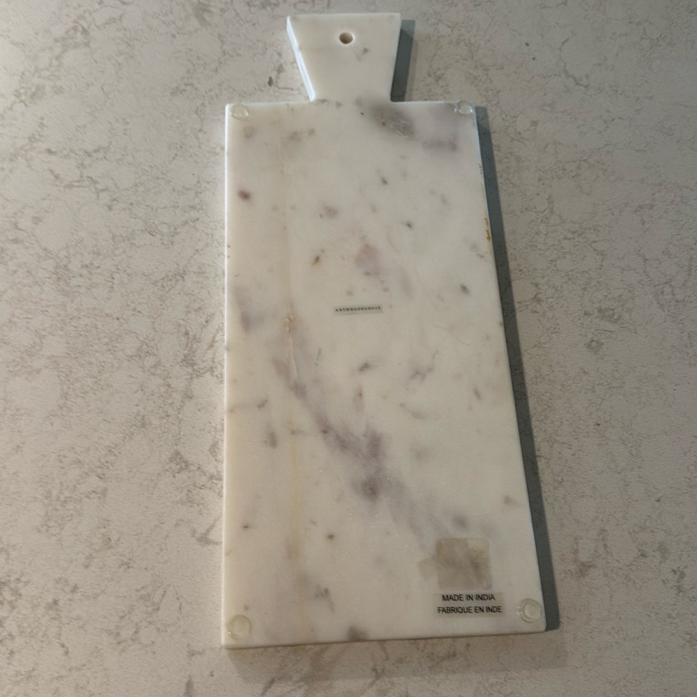 ANTHROPOLOGIE White Grey Gradient Marble Stripe Cheese Cutting Board Rectangle